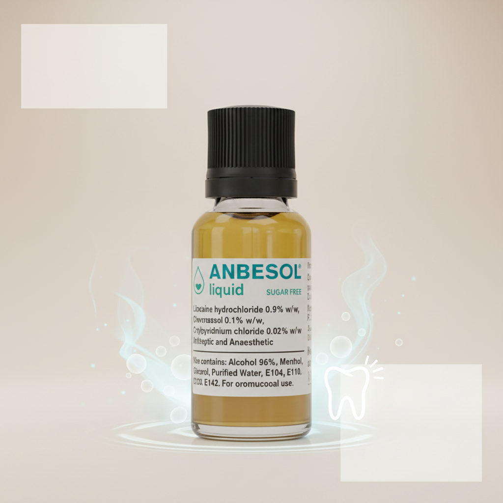 Anbesol pain relief on white background
