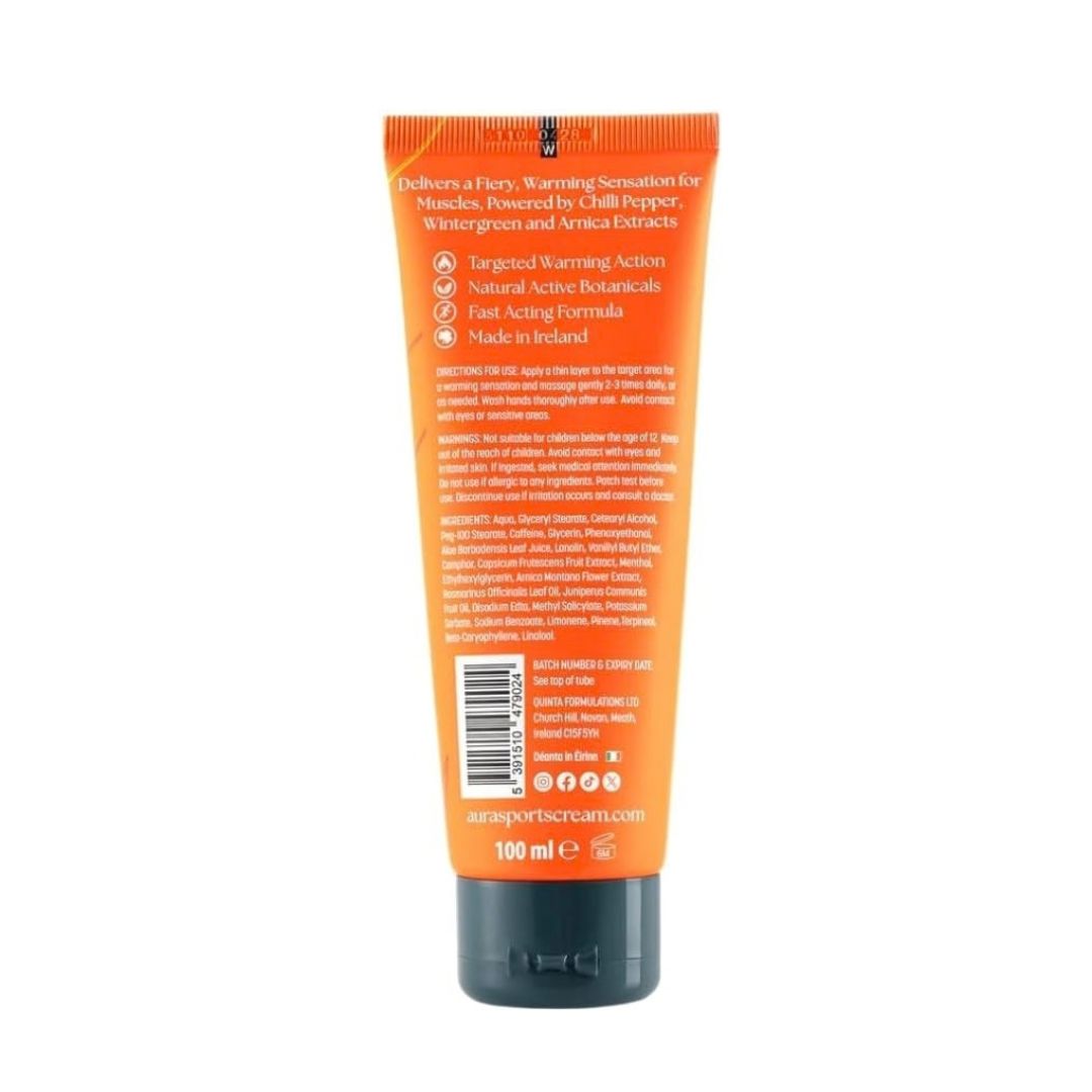 Aura sports recovery balm back of packaging on white background