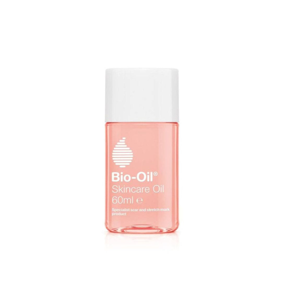Bio-Oil skincare oil bottle with a white cap on a white background