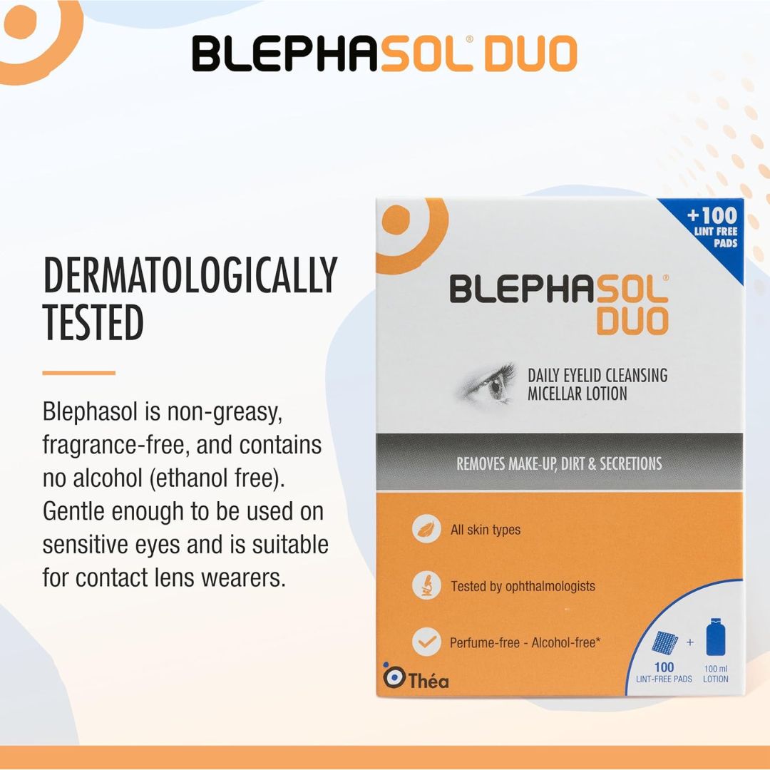 Blephasol Duo packaging with product details on a white background