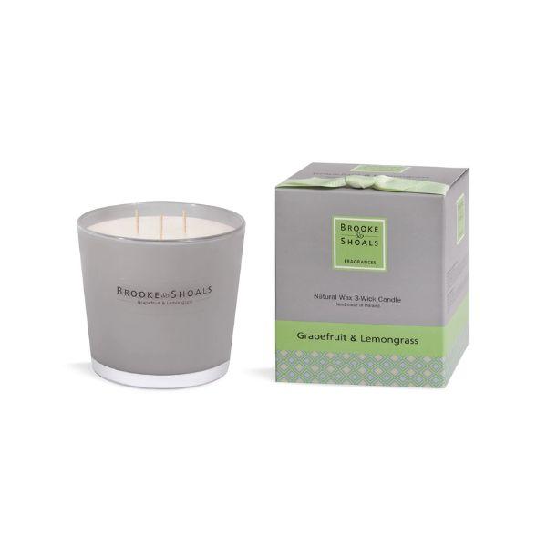 Brooke & Shoals 3 Wick Candle Grapefruit & Lemongrass