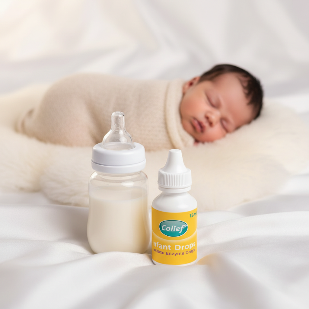 Colief with baby and bottle