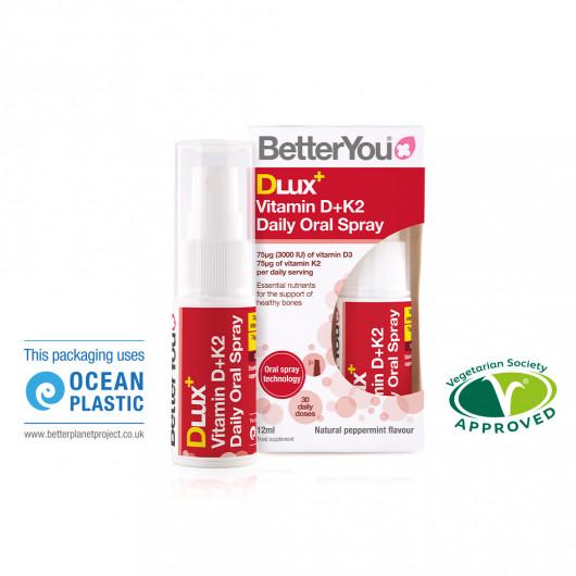 BetterYou Dlux Vitamin D+K2 Daily Oral Spray – Bone & Immune Support