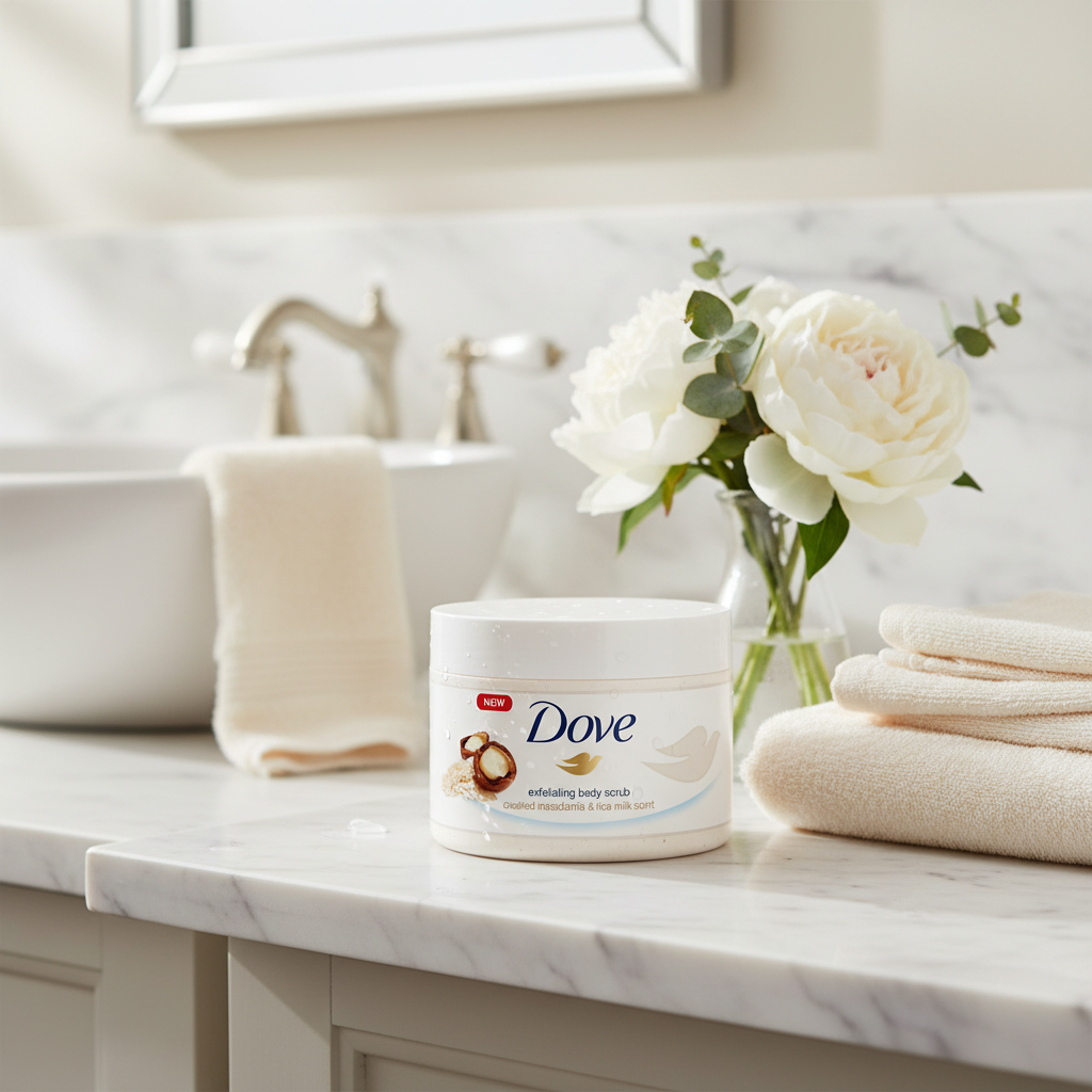 Dove Body Scrub - Bathroom Lifestyle
