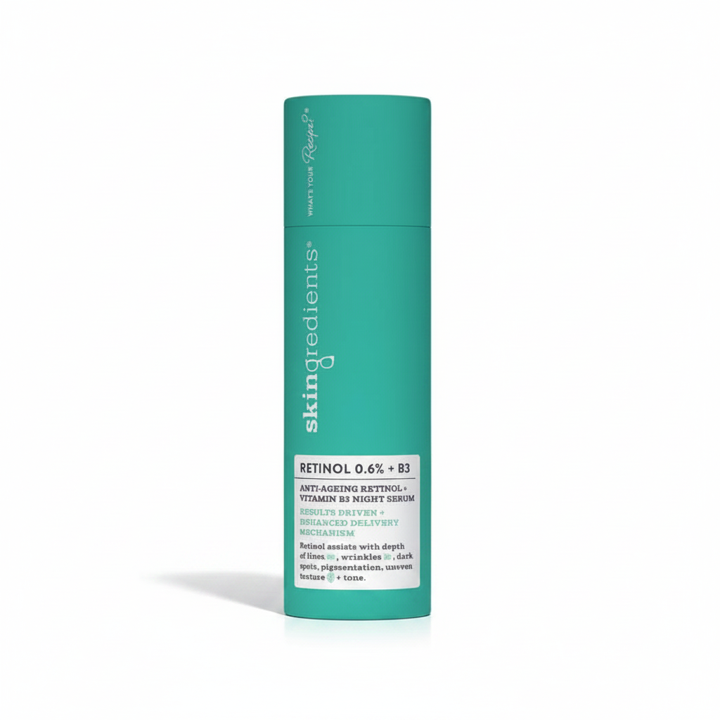 Skingredients Retinol 0.6% + B3 Night Serum 30ml bottle on white background