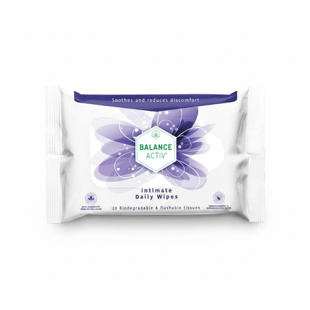 Balance Activ Intimate Daily Wipes 20 pack on white background