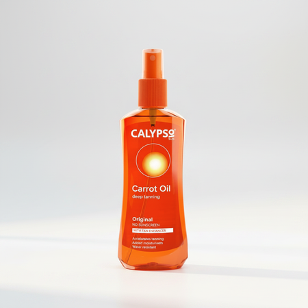 Calypso Original Carrot Oil Deep Tanning Spray 200ml on white background