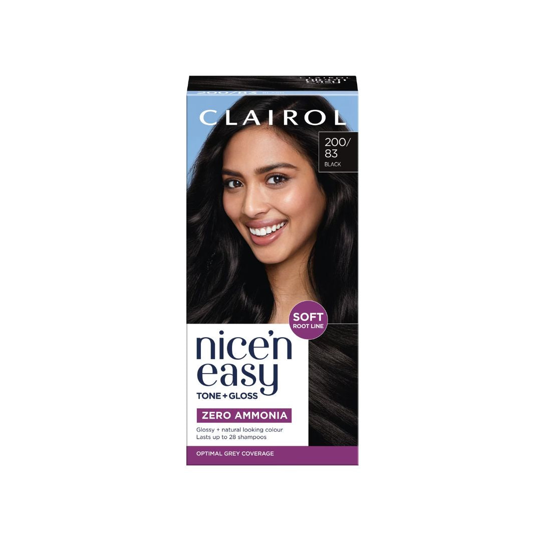 Clairol Nice'n Easy Tone + Gloss 200/83 packaging on a white background