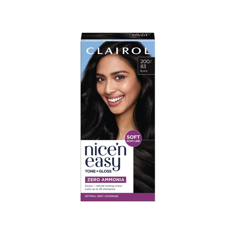 Clairol Nice'n Easy Tone + Gloss 200/83 packaging on a white background