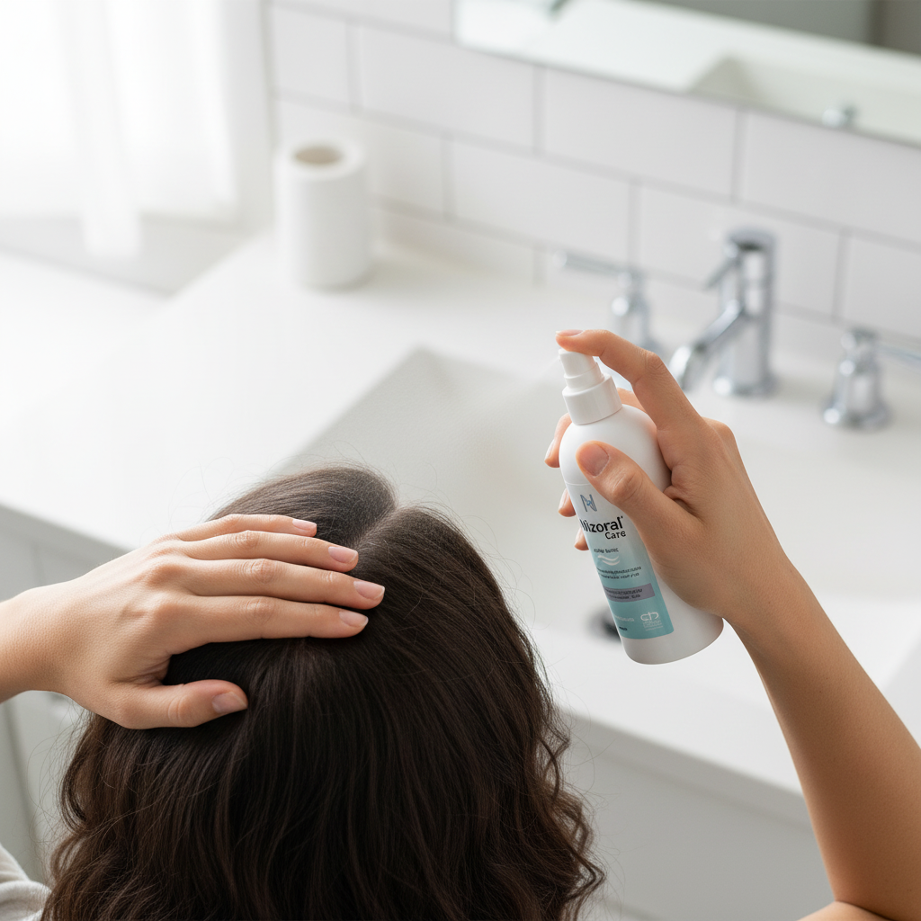 Nizoral Care Hair Tonic - lifestyle with product