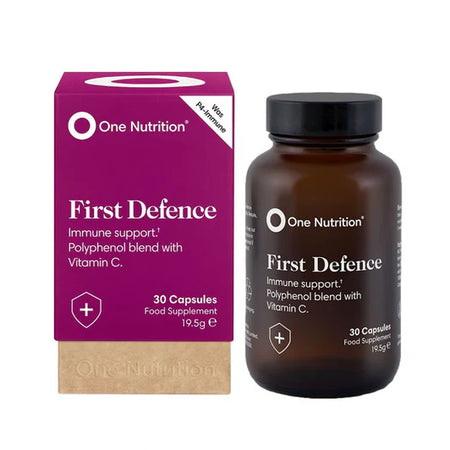 One Nutrition First Defence supplement bottle and packaging on a white background