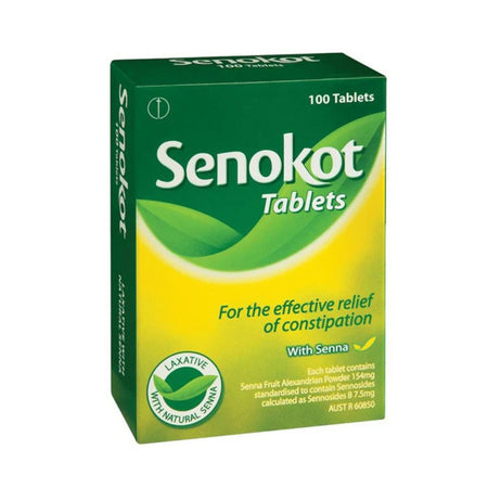 Box of Senokot Tablets on a white background