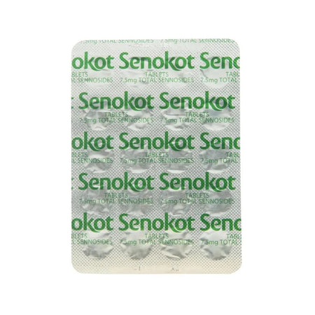 Packaging of Senokot tablets with green and white design