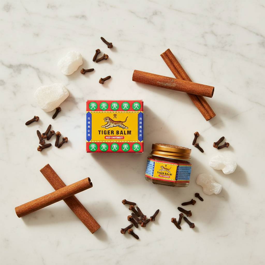 Tiger Balm Red - Flat Lay