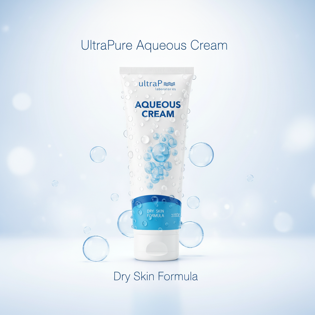UltraPure Aqueous Cream bottle on white background
