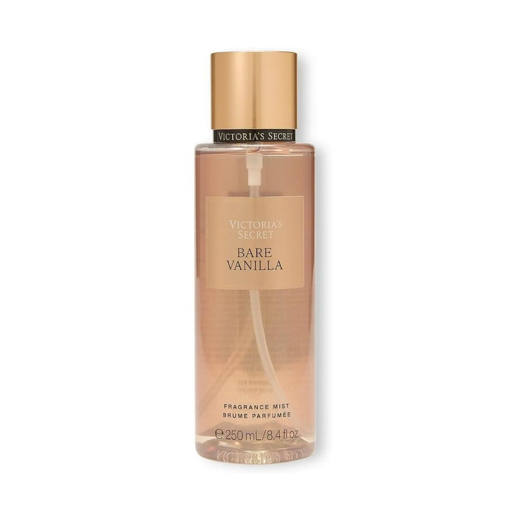Victoria's Secret Bare Vanilla fragrance mist bottle on a white background