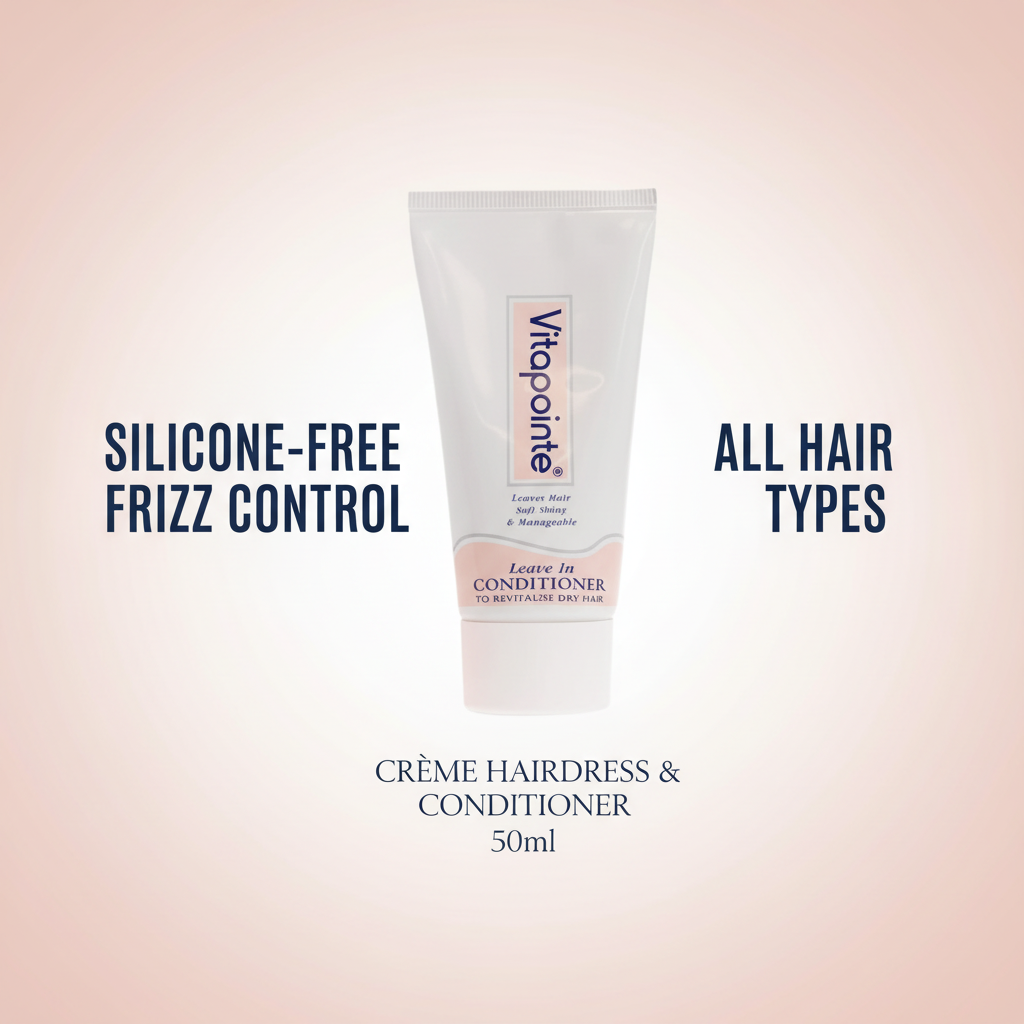 Vitapointe ALL HAIR TYPES, SILICONE FREE FRIZZ CONTROL HAIR CONDITIONER ON PICK BACKGROUND