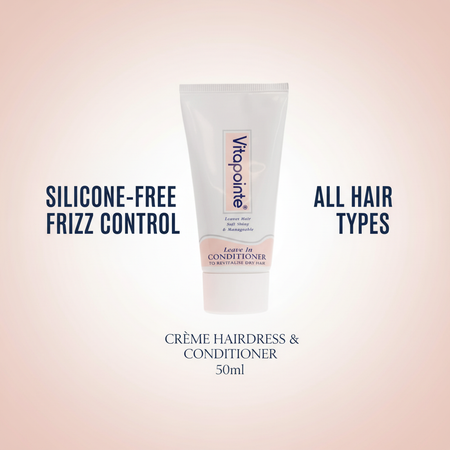Vitapointe ALL HAIR TYPES, SILICONE FREE FRIZZ CONTROL HAIR CONDITIONER ON PICK BACKGROUND
