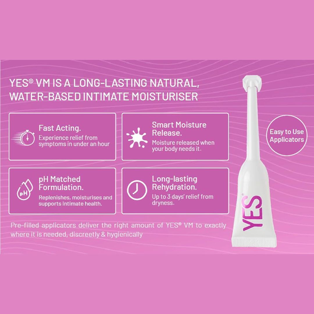 Product packaging with text on a pink background
