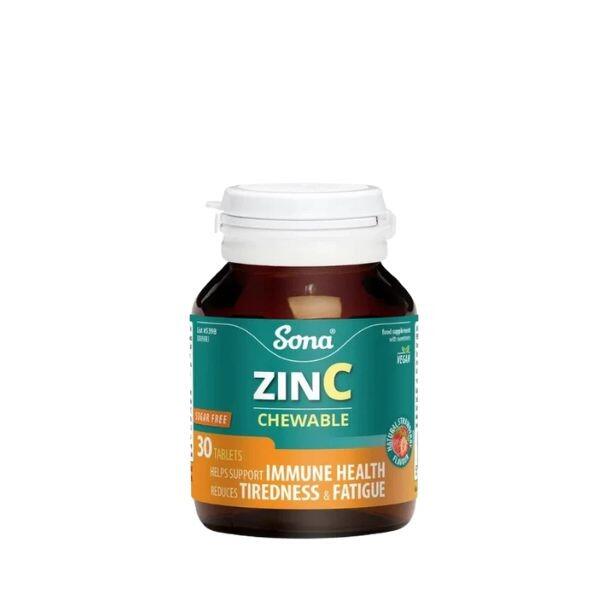 Sona Zinc Chewable Strawberry Tablets